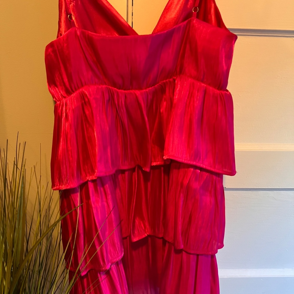 TCEC Magenta Tier Ruffle Satin Mini Dress - Picture 5 of 5